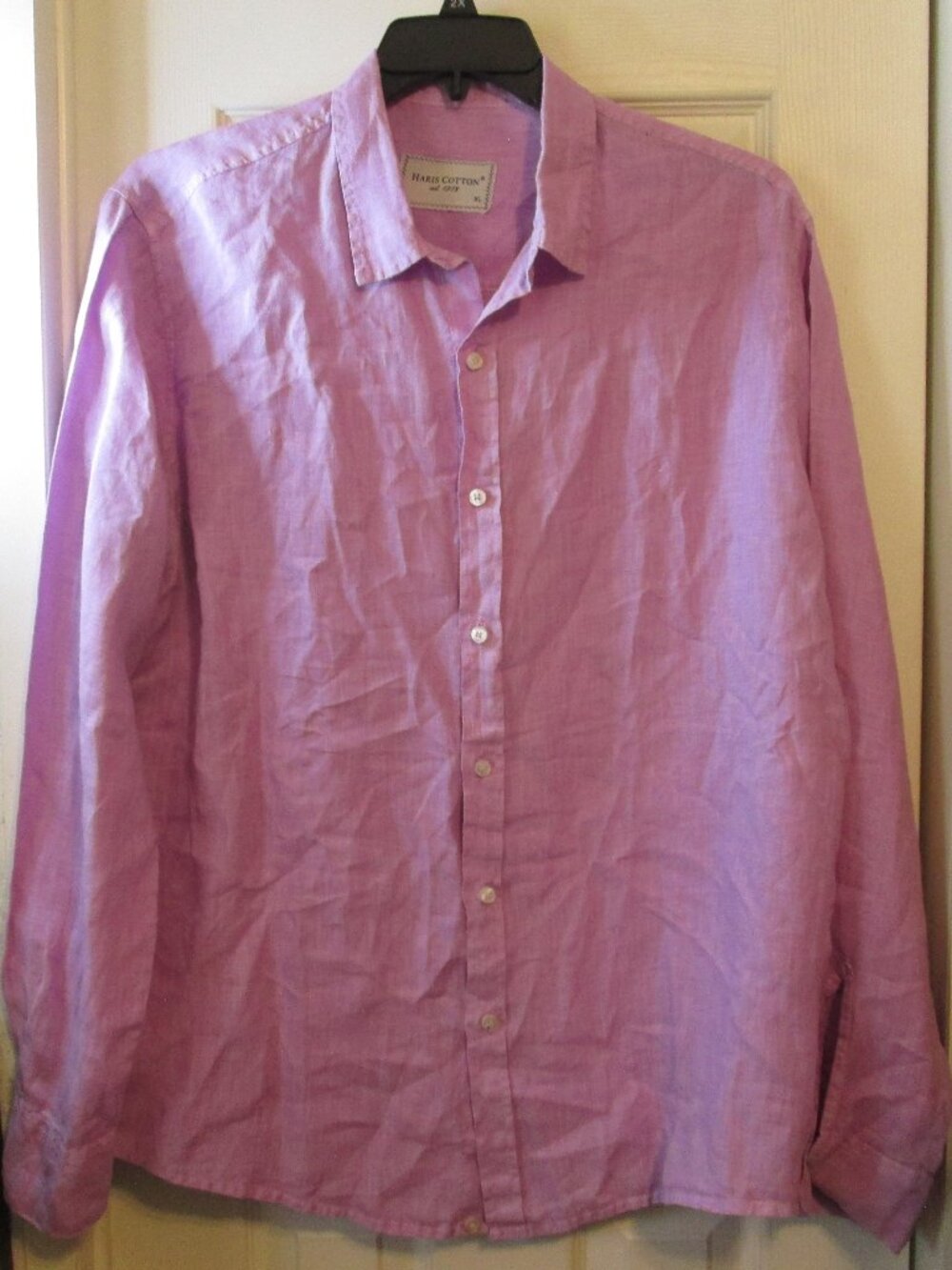 Harris Cotton Men's Linen Purple Shirt Size XL